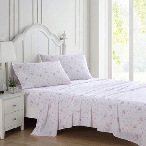 Laura Ashley Garden Muse Floral Pillowcase set pink white rose print two